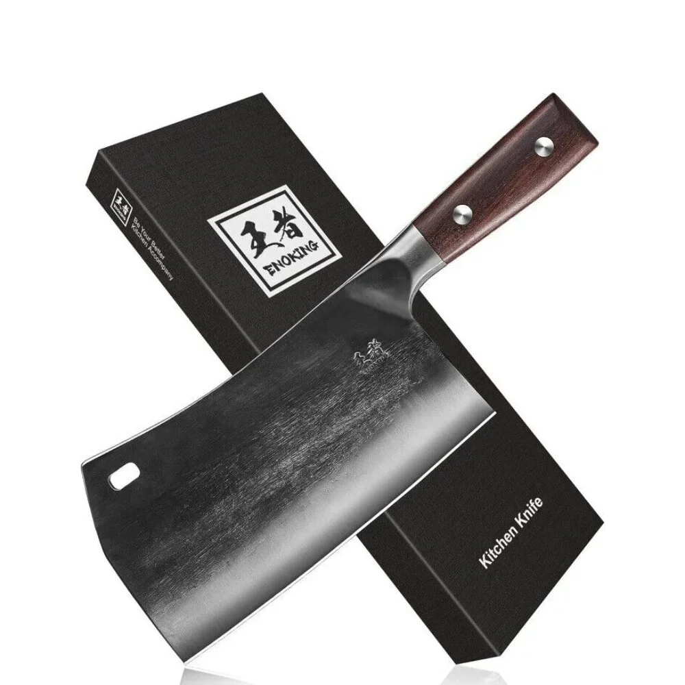 ENOKING Cleaver Knife, 7.5 Inch Hand Forged Meat Cleaver